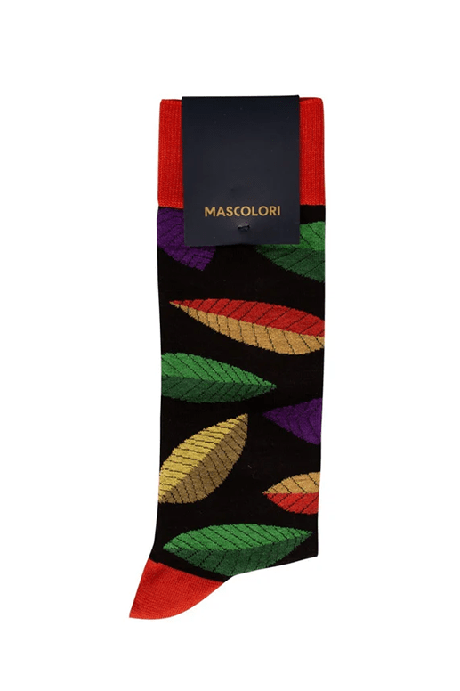 Schwarze Socken mit Blättern